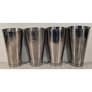 Lot of 4 Stainless Steel Cocktail Shaker Mixing Tins 7” Tall Barware